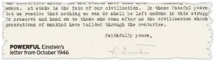  ??  ?? POWERFUL Einstein’s letter from October 1946