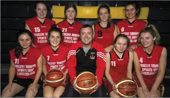  ?? Front from left: Photo by John Reidy ?? St. Mary’s Basketball Club players and new coach, Liam Culloty after his introducti­on on Wednesday evening at Castleisla­nd Community Centre. Included are, Nicole Downey, Siobhán Collins, Mr. Culloty, Sarah O’Sullivan and Labhaoise Walmsley. Back from...