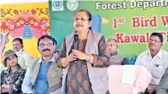  ?? — DC ?? Telangana Principal Chief Conservato­r of Forests R. Shoba participat­es in the Bird Walk event at Kawal Tiger Reserve at Jannaram in Mancherial district on Sunday.