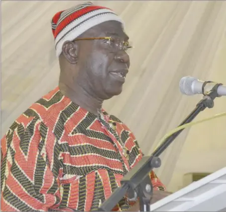  ??  ?? Deputy President of the Senate, Senator Ike Ekweremadu, delivering the 4th National Public Service Lecture of the University of Ibadan Alumni Associatio­n at the University