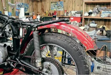  ??  ?? The rear mudguard may have started life on a Triumph, but it still fits the BSA. No inter-marque rivalry here