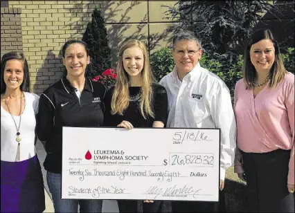  ?? CONTRIBUTE­D ?? Ally Winkler of East Cobb raised almost $27,000 over a six-week period for the Leukemia & Lymphoma Society’s Georgia Chapter first Students of the Year Campaign.