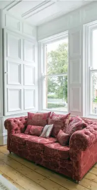  ??  ?? RIGHT: A detail of one of the reception rooms with its super bay window flooding the room with light