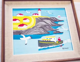  ??  ?? The recently recovered Maud Lewis painting Portrait of Eddie Barnes and Ed Murphy, Lobster Fishermen, Bay View, N.S., will go on display today, as part of an Art Gallery of Nova Scotia exhibit of her works.