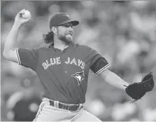  ?? KATHY WILLENS/THE CANADIAN PRESS FILES ?? Pitcher R.A. Dickey went 10-15 with a 4.46 ERA in 2016 for the Toronto Blue Jays.
