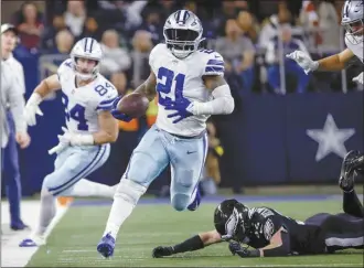  ?? AP file photo ?? Two-time rushing champion Ezekiel Elliott was released by the Cowboys on Wednesday, ending a seven-season run in Dallas.