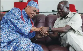  ??  ?? Oshiomjole and Chief Igbinedion...power game in an unlikely quarter