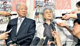  ??  ?? Shigeru and Sakie Yokota at a 2012 press conference: their daughter Megumi went missing aged 13