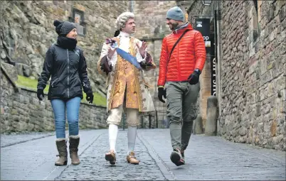  ??  ?? Dressed as ‘ The Young Pretender’, actor Mark Kydd helped launch The Bonnie Prince Charlie trail at Edinburgh Castle – one of the properties on the trail and a building Charlie was famously unable to capture during his lifetime.