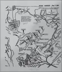  ??  ?? A map shows the ships and their locations at Pearl Harbor on the morning of Dec. 7, 1941, which resulted in 2,402 American deaths when the Japanese attacked, pulling the United States into World War II.