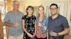  ?? Picture: SALVELIO MEYER ?? NUDE FOOD: Guests, from left, John Frewen, Mariza Frewen, Anneline Scriven and Rosche Matthee attended a canapés-and-wine evening at the Nelson Mandela University Second Avenue campus last week , where SA actor Armand Aucamp shared dishes from his new cookbook, ‘Armand Kook Kaal’