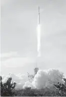  ?? Terry Renna / Associated Press ?? A Falcon 9 SpaceX heavy rocket lifts off at Cape Canaveral, Fla., one of roughly 23,000 items in orbit being tracked by U.S. Strategic Command.