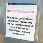  ?? TREVOR HUGHES/USA TODAY ?? Restrooms at Rocky Mountain National Park in Colorado were locked during the shutdown.