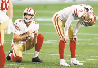  ?? Christian Petersen / Getty Images ?? Robbie Gould ( 9) had one of the tougher games of his 49ers career, missing two field goals and an extra point. Only once before with the 49ers had Gould missed two field goals in a game.