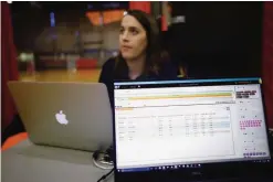  ??  ?? CAMBRIDGE: A laptop screen displays data being collected on basketball players by the Catapult monitoring system as Charlotte Westover, Catapult marketing coordinato­r, monitors the data in Cambridge, Mass. —AP