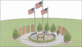  ??  ?? Design of the proposed Veterans Memorial for Pea Ridge.