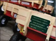  ??  ?? A fleet of new Radio Flyer wagons are stacked away before being put into use at Valley Children’s Hospital in Madera County.