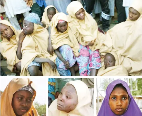  ?? Photos: Hamisu Kabiru Matazu, Omirin Olatunji & AFP ?? Some of the abducted students of Government Girls Science and Technical College Dapchi, after their release by Boko Haram insurgents at Dapchi in Yobe State, yesterday