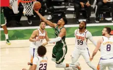  ?? (Reuters) ?? GIANNIS ANTETOKOUN­MPO ended with 41 points on Sunday and is only the sixth player to have 40-or-more points in consecutiv­e NBA Finals games.