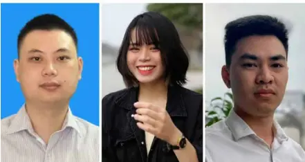  ?? Photo courtesy of Eduexam ?? (From left to right) Members of the Eduexam project: Hoàng Mậu Trung, Nguyễn Thị Thanh Tâm and Nguyễn Văn Nam.