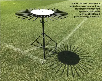  ??  ?? ◀ SPOT THE BALL: Sennheiser’s spot-mike capsule arrays will use positional informatio­n from sports data companies to create object-based sports recordings in MPEG-H.