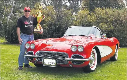  ??  ?? Shiny . . . Last year’s major award winner Russell Pell with his immaculate 1961 Chevrolet Corvette. Picture: Brenton Noye