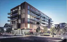  ??  ?? Local developer Paul Bennett is proposing this design for a new apartment building in East City, on Hunter Street E. near the trail crossing.