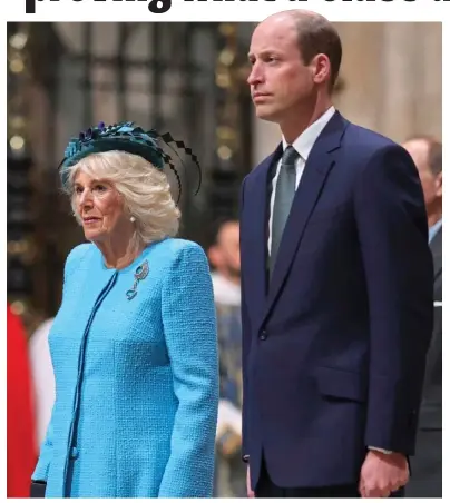  ?? ?? Duty: Prince William with Camilla at the Commonweal­th Day service this month