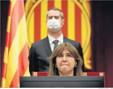  ?? QUIQUE GARCÍA / EFE ?? La presidenta del Parlamento catalán, Laura Borràs, ayer durante el Pleno de la Cámara catalana.