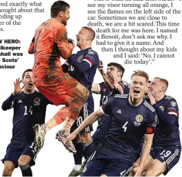  ??  ?? NEW HERO: Goalkeeper Marshall was the Scots’ saviour