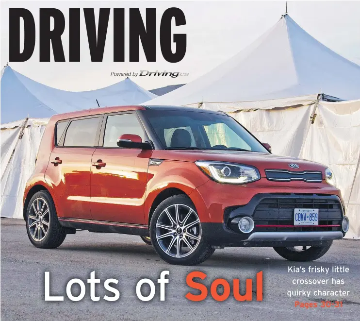  ?? — LESLEY WIMBUSH/DRIVING.CA ?? The 2017 Soul Turbo is hard to define, but this likable vehicle offers plenty of cargo space and adds turbocharg­ed power to its convention­al cousin.