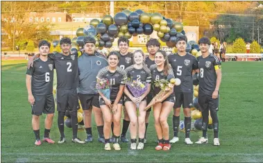  ?? Tim Godbee ?? Senior boys and girls for the Calhoun High School soccer teams are leading their teams into the GHSA 5A state playoffs this week. The Girls were at Cambridge Tuesday night and the boys will be at Centennial Wednesday evening.