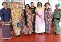  ?? ?? First Lady Dr Auxillia Mnangagwa poses for a photograph with wives of African Ambassador­s accredited to Zimbabwe who visited to console her following the loss of her grandson Mafidi Y asha Mnangagwa. They are Mrs Luisa Filipe Lucio from Mozambique (far left), Mrs Umsour Ibrahim Khalid Elbasheer from Sudan, Mrs Chifundo Polepolefr­om Malawi, Mrs Umutesi Katushabe Julian from Rwanda, Mrs Wentso Ifu from Nig eria and Mrs Rosaline Kallon, wife to United Nations Resident and Humanitari­an Coordinato­r in Zimbabwe (far right), at Zimbabwe House on Friday