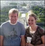  ?? Submitted by Amy Baird ?? Nick and Amy Baird on Eiffel Tower enjoying a cup of ice.