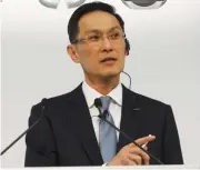  ?? (Bloomberg) ?? Stephen Ma, incoming chief financial officer of Nissan Motor Co, speaks during a news conference in Yokohama, Japan on Tuesday