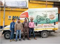  ??  ?? The Mahindra Mojo convoy getting ready for the journey at Guneet Wheels, Panchkula
The men behind the scenes: Mahindra Mojo service team with the Mobile Service Van