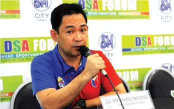  ?? SETH DELOS REYES/DSA ?? PARA GAMES. Philspada Davao president James Infiesto says all is set for the Philippine Sports Commission (PSC)-backed Davao Para Games that will formally open tomorrow, July 28, at the University of Mindanao (UM) Gym, Bolton Street, Davao City.