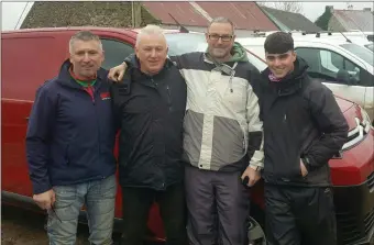  ?? At the Lixnaw coursing meeting were Pa O Rourke,Chris Houlihan with Joe and Eric Daly. Photo Moss Joe Browne. ??