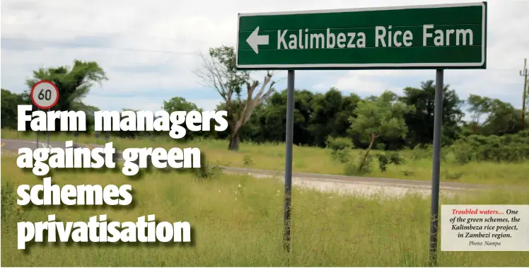  ?? Photo: Nampa ?? Troubled waters… One of the green schemes, the Kalimbeza rice project, in Zambezi region.