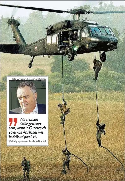  ?? Foto: www.picturedes­k.com/Erwin Scheriau ?? Das Bundesheer will auch mehr „Black Hawk“-Helikopter für dringende Anti-Terror-Einsätze