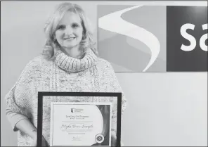  ?? Special to The Saline Courier ?? Myka Bono Sample, Saline County Circuit Clerk and Recorder, successful­ly completed the inaugural Leading on Purpose Academy.