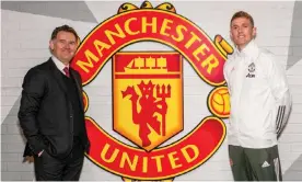  ??  ?? John Murtough and Darren Fletcher pose after being named football director and technical director of Manchester United. Photograph: Ash Donelon/Manchester United/Getty