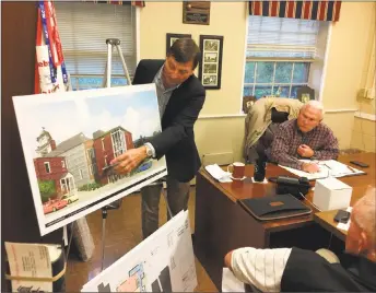  ?? Ben Lambert / Hearst Connecticu­t Media ?? The Greater Litchfield Preservati­on Trust presents a plan to convert the former Litchfield Judicial District courthouse into a new Town Hall on Tuesday evening. Left, the former courthouse on the town green in Litchfield.