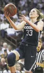  ?? Icon Sportswire via Getty Images ?? UConn’s Katie Lou Samuelson went from an overwhelme­d freshman to being one of the most consistent juniors in the nation. She is back for her senior season to lead the Huskies.