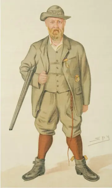  ??  ?? Above left: a 1904 collotype of Reginald Rimingtonw­ilson, the owner of Broomhead grouse moor, by Ernest Clarence ElliottAbo­ve: a Spy caricature of Rhiwlas’ owner Richard Lloyd Price for Vanity Fair