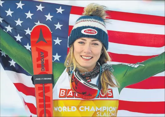  ?? FOTO: AP ?? Sólo la alemana Christl Cranz había ganado cuatro títulos en la misma disciplina en los años 30, pero de forma consecutiv­a como sí ha logrado Mikaela Shiffrin, con sólo 23 años