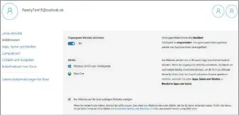  ??  ?? Die Einstellun­gen für Windows-familienmi­tglieder können Sie über den Browser erledigen: Für jedes verknüpfte Benutzerko­nto lassen sich zum Beispiel Zeitsperre­n und Webseitenf­ilter einrichten.