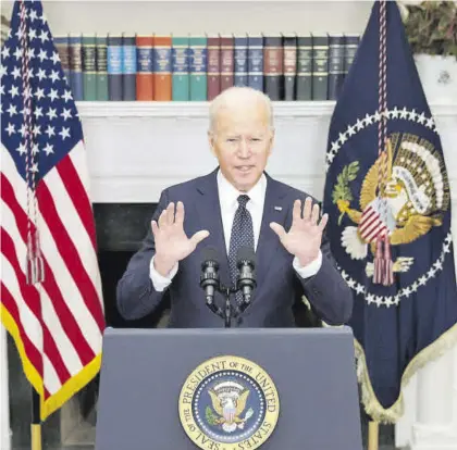 ?? EFE ?? Joe Biden, durante la comparecen­cia sobre Ucrania el pasado viernes en la Casa Blanca.