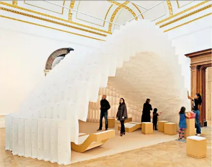  ??  ?? Hands-on: an installati­on by Diébédo Francis Kéré at the Royal Academy’s 2014 Sensing Spaces, a good example of a sensory exhibition that wasn’t just aimed at architects