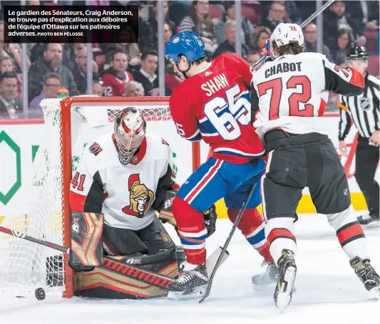  ?? PHOTO BEN PÊLOSSE ?? Le gardien des Sénateurs, Craig Anderson, ne trouve pas d’explicatio­n aux déboires de l’équipe d’ottawa sur les patinoires adverses.